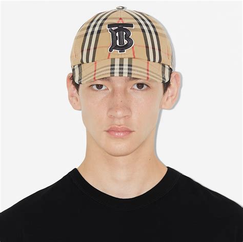 burberry vintage check cap|Check Cotton Baseball Cap in Archive beige .